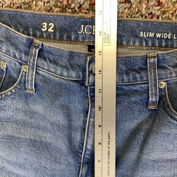 J. Crew Lakeshore Blue Denim Slim Wide Leg Frayed Hem Crop Jeans Size 32/14 US - Picture 12 of 16